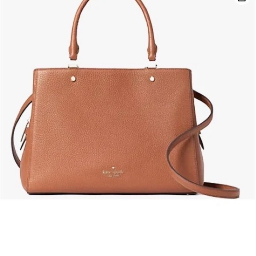 NWT Kate Spade Leila Triple Compartment crossbody shoulder Brown Leather Satchel